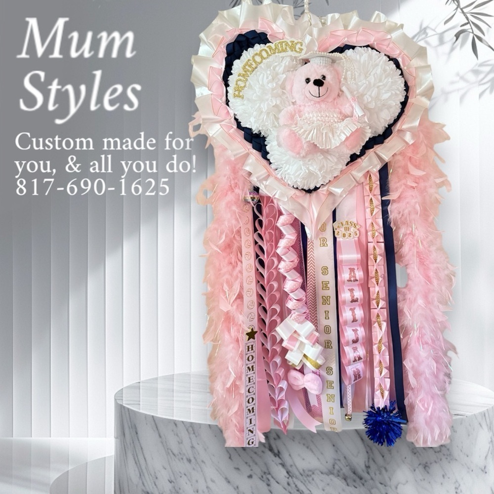 Cheer Homecoming Mum Pin or Neck Corsage Barbie Pink Bear &  Graduation Leis - Picture 13 of 17
